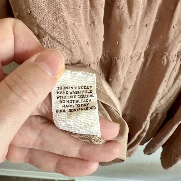 Anthropologie By the River Size Large Dress - Tan Brown Tiered Eyelet Buttoned - Picture 10 of 10